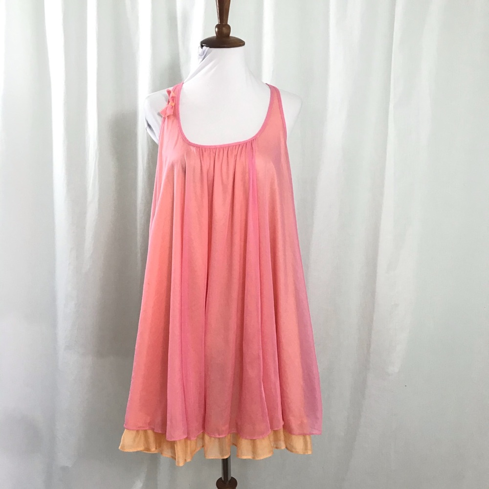 Betsey Johnson Pink Chiffon Babydoll NightgownS